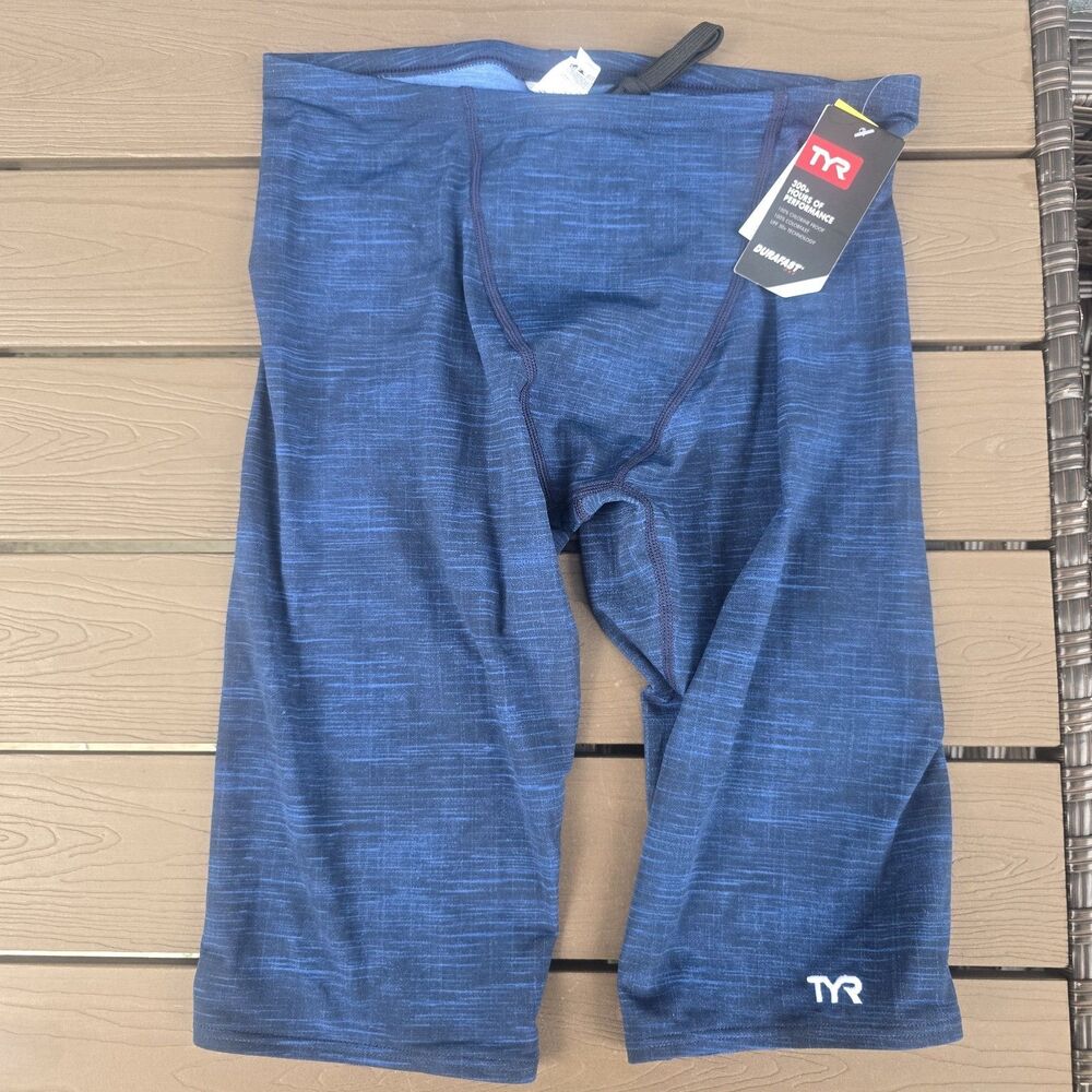 TYR Men's Durafast One Navy Sandblasted Swim Jammer Size 32 New